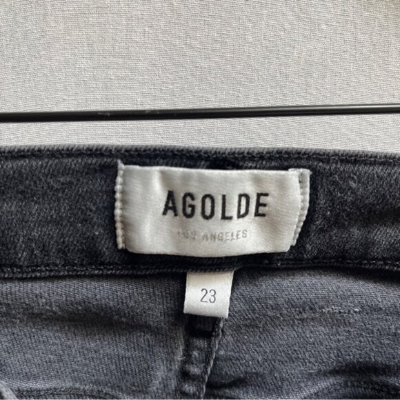 Agolde Sophie Black Skinny Jeans Distressed Fray Denim Jeans Sz 23 - Picture 9 of 15